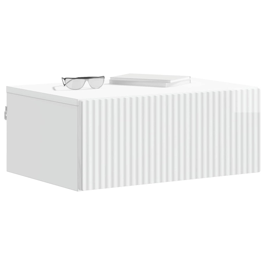 Wandbeugel Bedkast Hoogglans Wit 49 x 34,5 x 20 cm Bewerkt hout