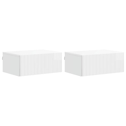 Wandbeugel Bedkast 2 pcs Hoogglans Wit 49 x 34,5 x 20 cm