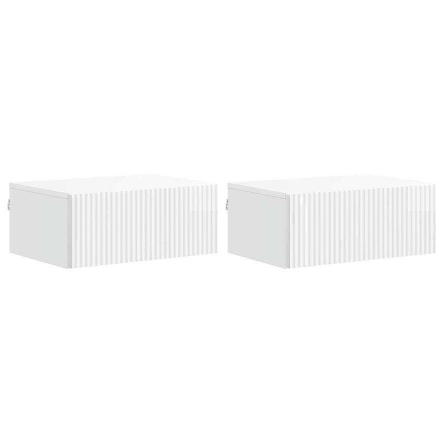 Wandbeugel Bedkast 2 pcs Hoogglans Wit 49 x 34,5 x 20 cm