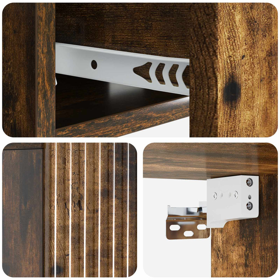 Wandbeugel Bedkast Gerookt eiken 49 x 34,5 x 20 cm Bewerkt hout