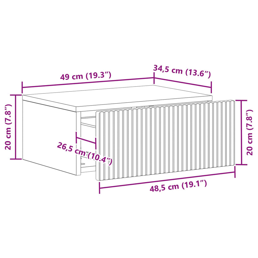 Wandbeugel Bedkast Grijs sonoma 49 x 34,5 x 20 cm Bewerkt hout
