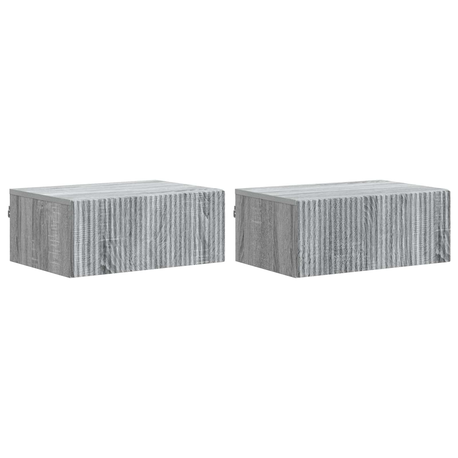 Wandbeugel Bedkast 2 pcs Grijs sonoma 49 x 34,5 x 20 cm