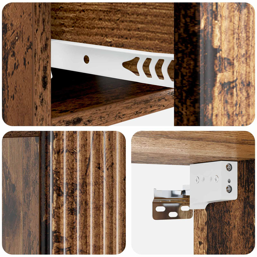 Wandbeugel Bedkast Oud hout 49 x 34,5 x 20 cm Bewerkt hout