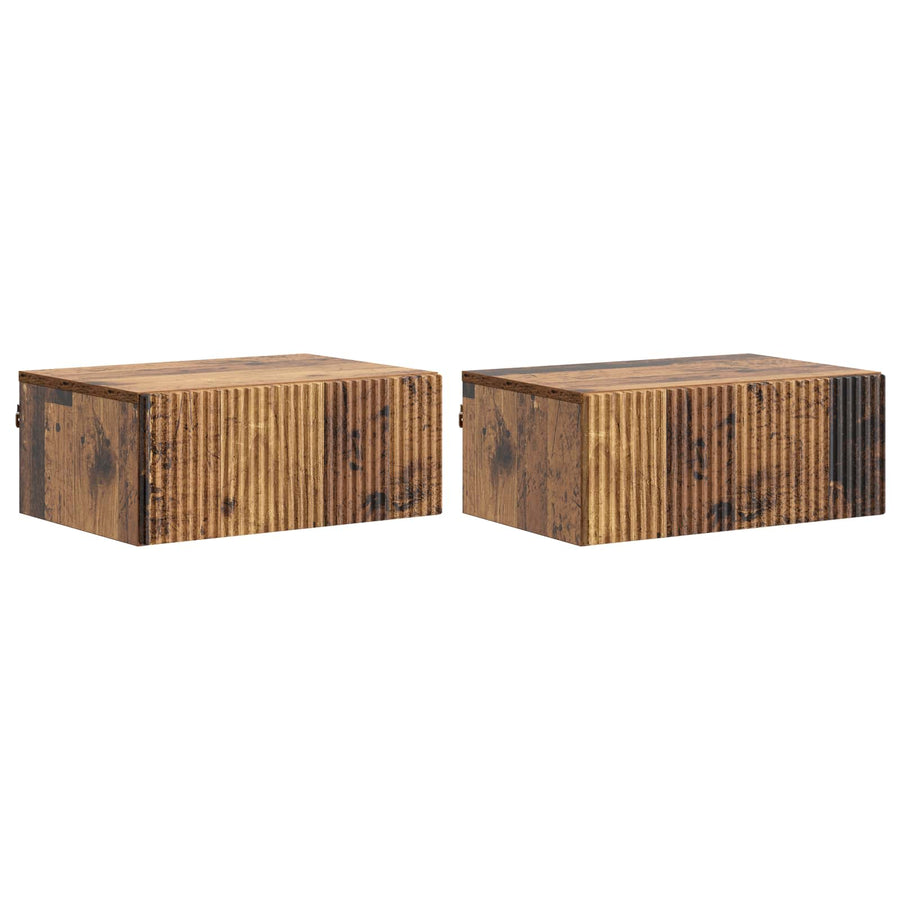 Wandbeugel Bedkast met lade 2 pcs Oud hout 49 x 34,5 x 20 cm