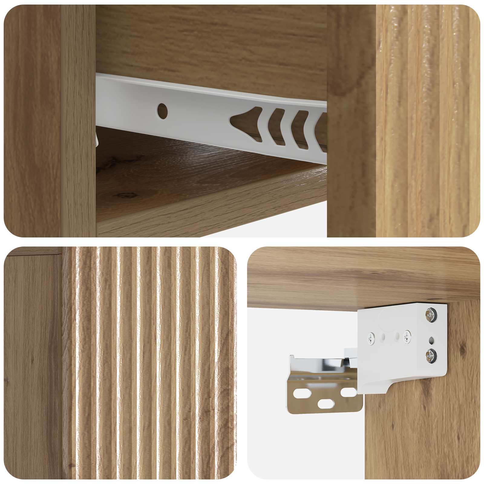 Wandbeugel Bedkast met lade Artisanaal eiken 49 x 34,5 x 20 cm