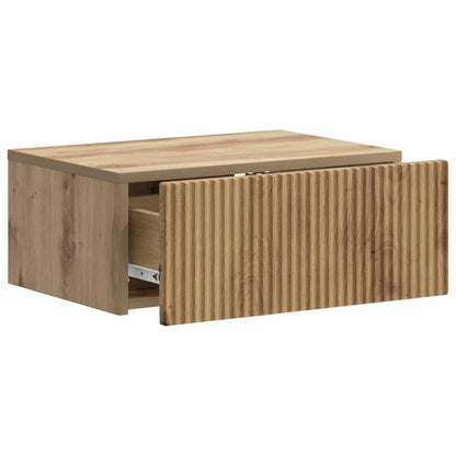 Wandbeugel Bedkast met lade Artisanaal eiken 49 x 34,5 x 20 cm