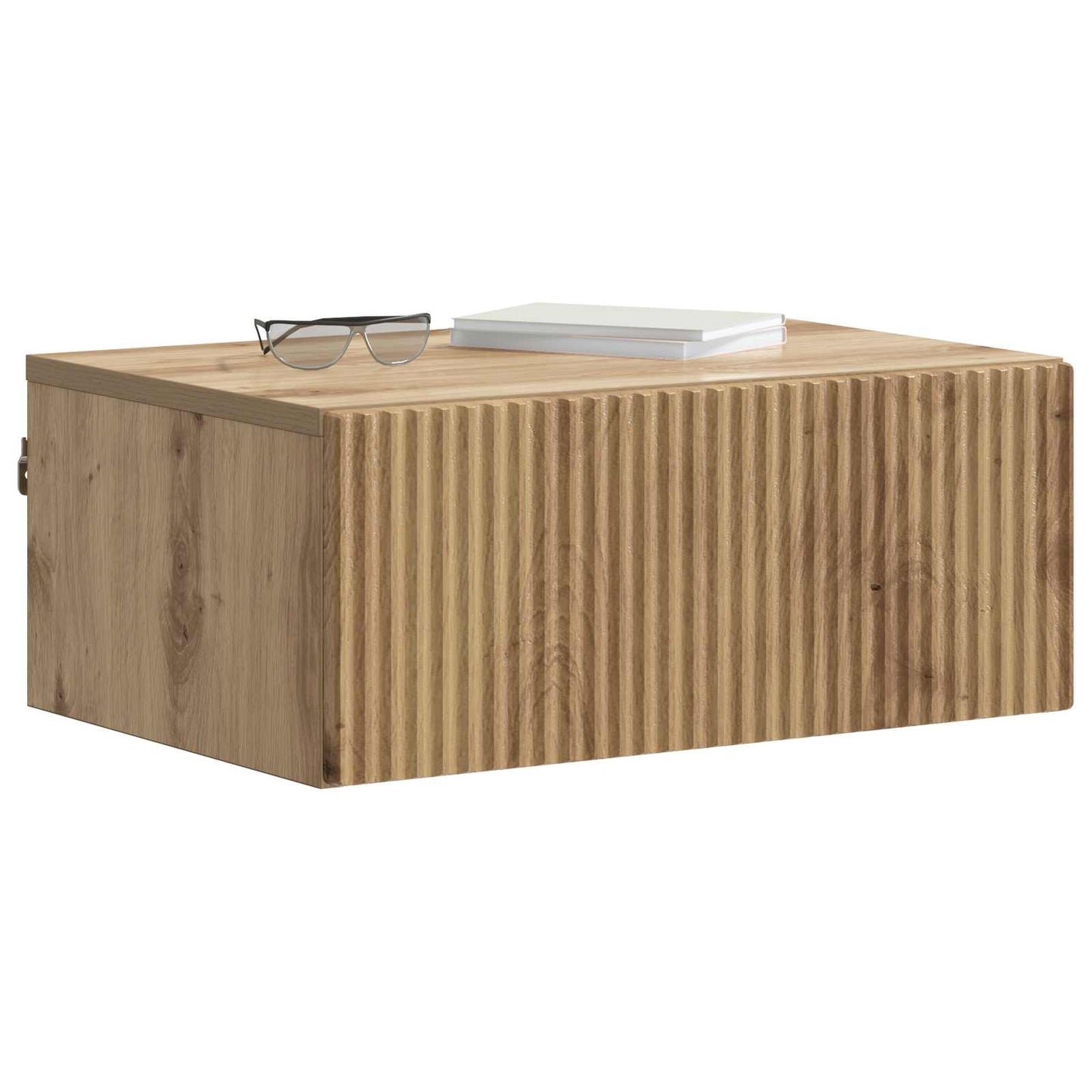 Wandbeugel Bedkast met lade Artisanaal eiken 49 x 34,5 x 20 cm