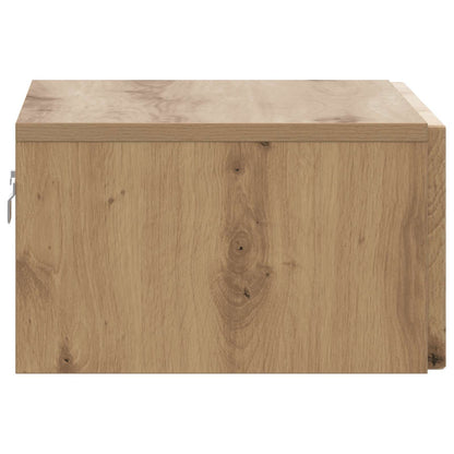 Wandbeugel Bedkast met lade Artisanaal eiken 49 x 34,5 x 20 cm