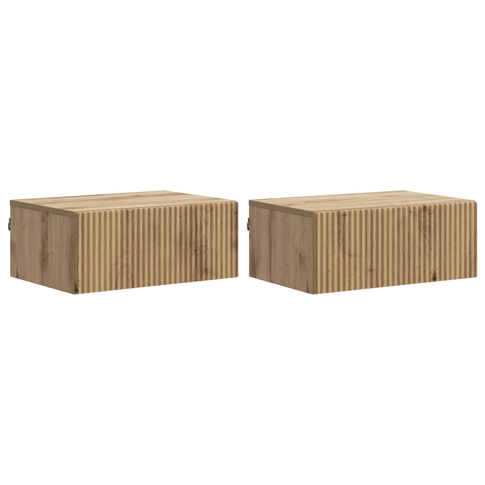 Wandbeugel Bedkast 2 pcs Artisanaal eiken 49 x 34,5 x 20 cm