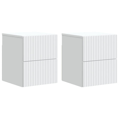 Wandbeugel Bedkast 2 pcs Wit 33 x 34,5 x 40 cm Bewerkt hout