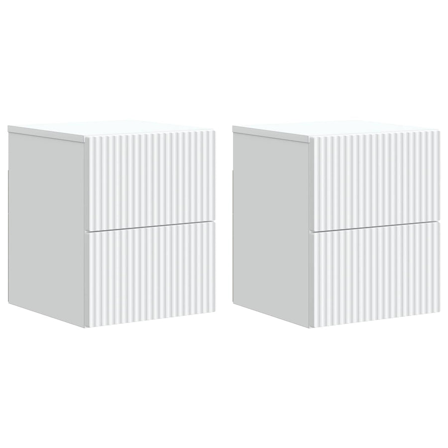 Wandbeugel Bedkast 2 pcs Wit 33 x 34,5 x 40 cm Bewerkt hout