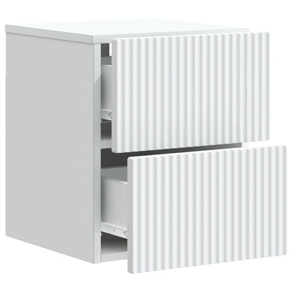 Wandbeugel Bedkast 2 pcs Wit 33 x 34,5 x 40 cm Bewerkt hout