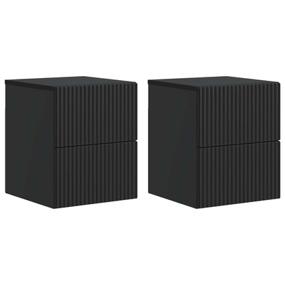 Wandbeugel Bedkast 2 pcs Zwart 33 x 34,5 x 40 cm Bewerkt hout