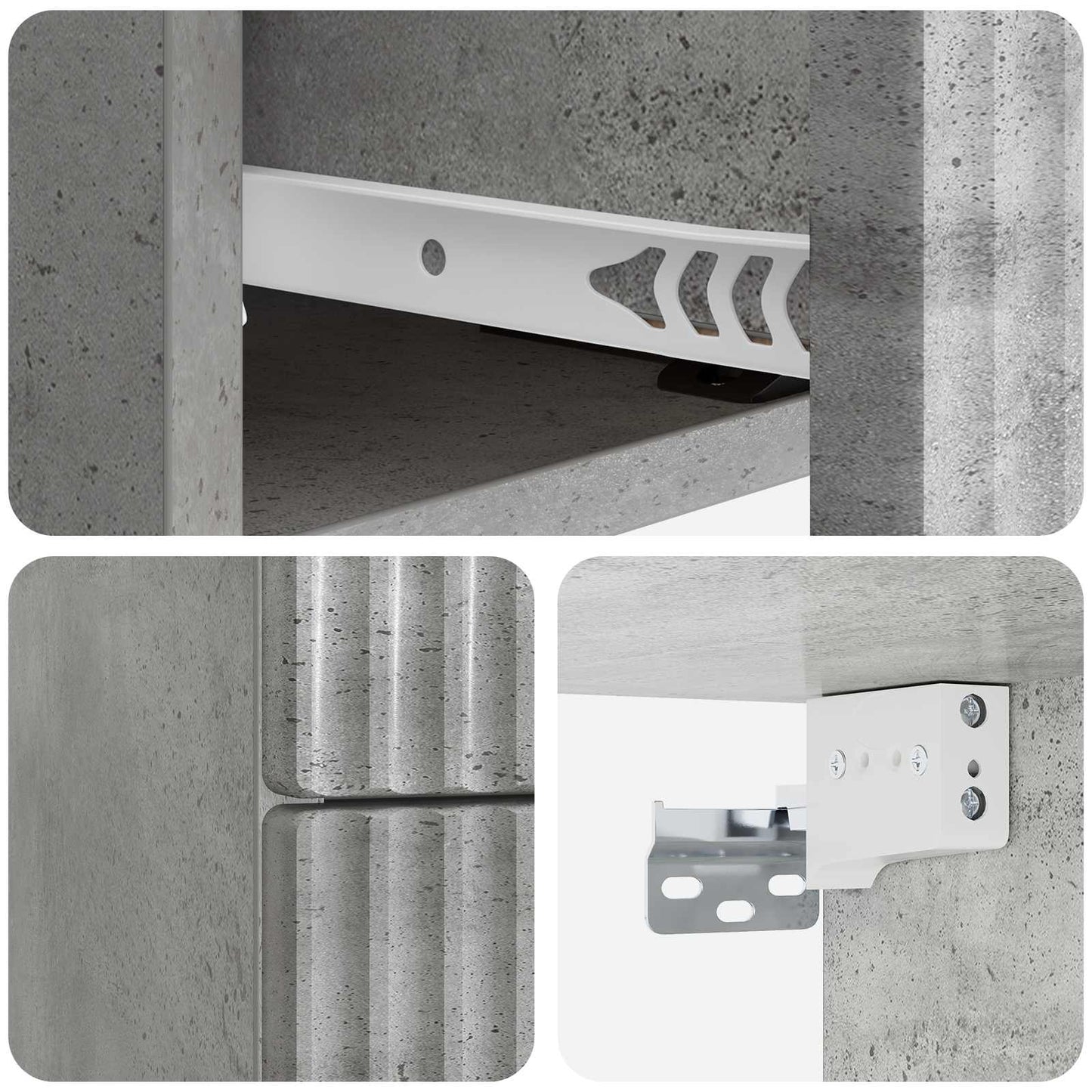 Wandbeugel Bedkast Betongrijs 33 x 34,5 x 40 cm Bewerkt hout