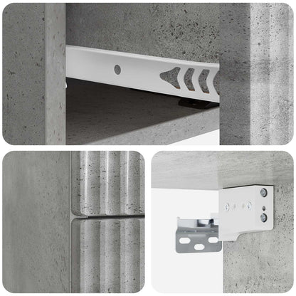 Wandbeugel Bedkast Betongrijs 33 x 34,5 x 40 cm Bewerkt hout