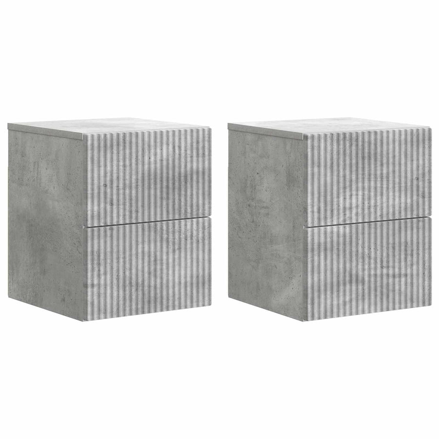 Wandbeugel Bedkast met lade 2 pcs Betongrijs 33 x 34,5 x 40 cm