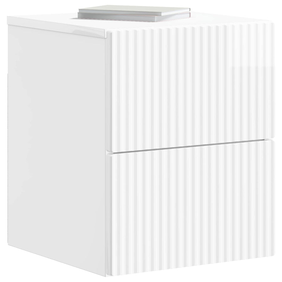 Wandbeugel Bedkast Hoogglans Wit 33 x 34,5 x 40 cm Bewerkt hout