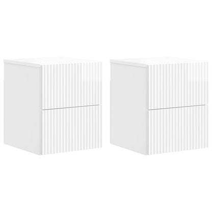 Wandbeugel Bedkast 2 pcs Hoogglans Wit 33 x 34,5 x 40 cm