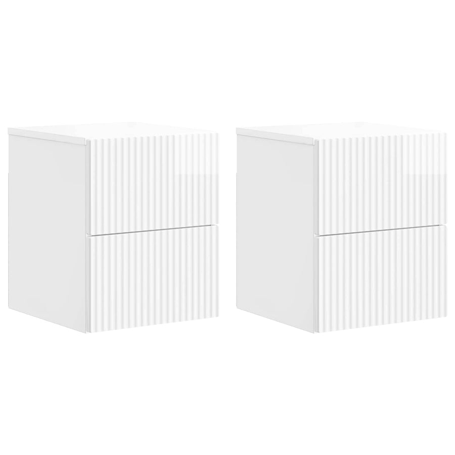Wandbeugel Bedkast 2 pcs Hoogglans Wit 33 x 34,5 x 40 cm