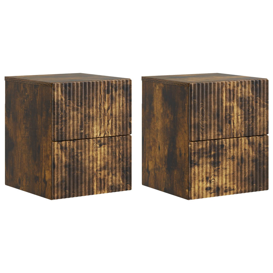 Wandbeugel Bedkast 2 pcs Gerookt eiken 33 x 34,5 x 40 cm