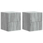 Nachtkastjes 2 stuks grijs sonoma 33x34,5x40 cm wandmontage