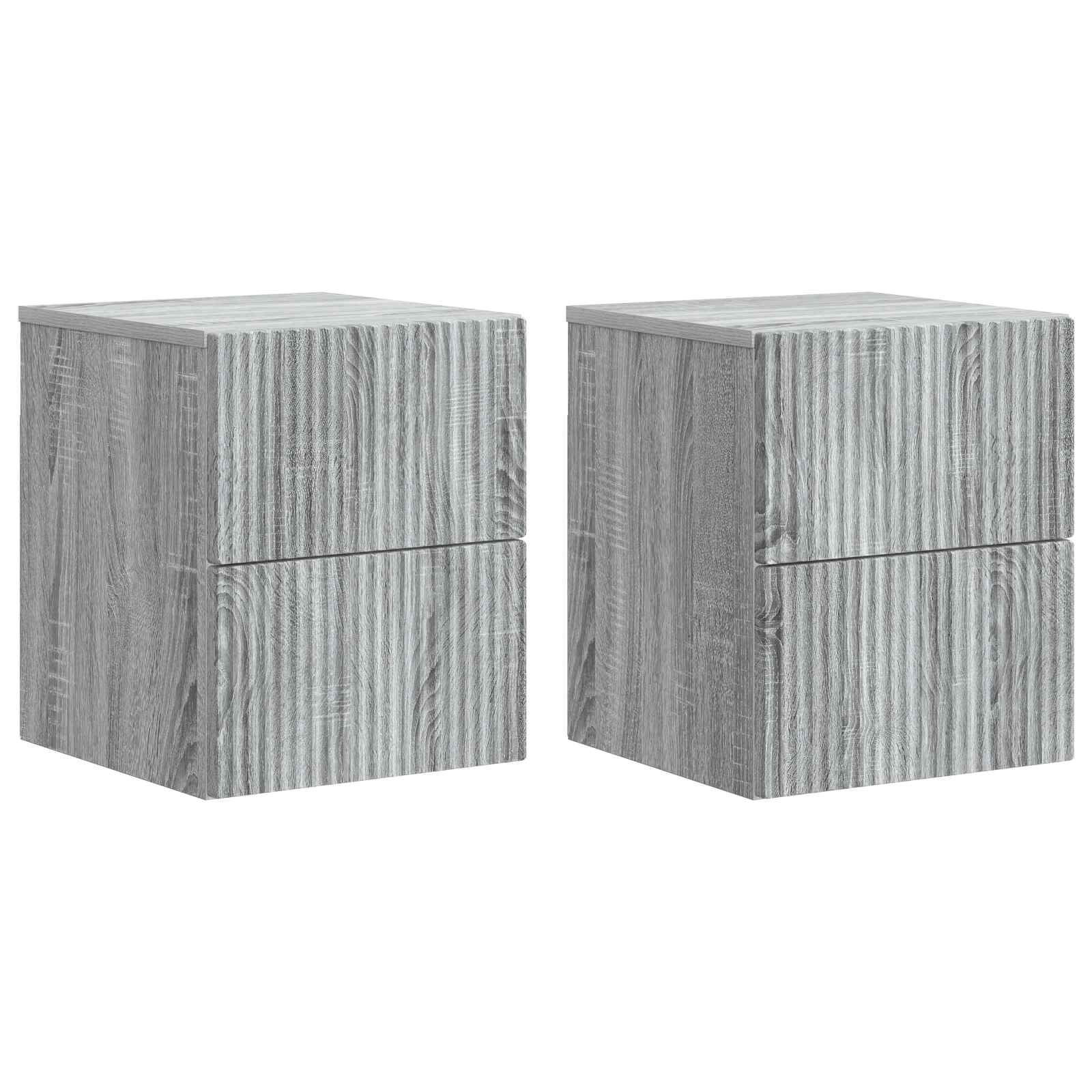 Wandbeugel Bedkast 2 pcs Grijs sonoma 33 x 34,5 x 40 cm