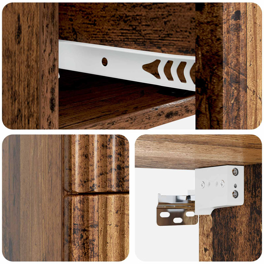 Wandbeugel Bedkast Oud hout 33 x 34,5 x 40 cm Bewerkt hout
