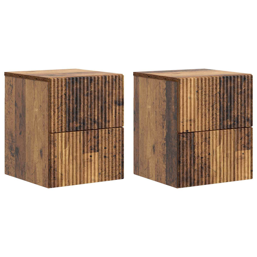 Wandbeugel Bedkast met lade 2 pcs Oud hout 33 x 34,5 x 40 cm