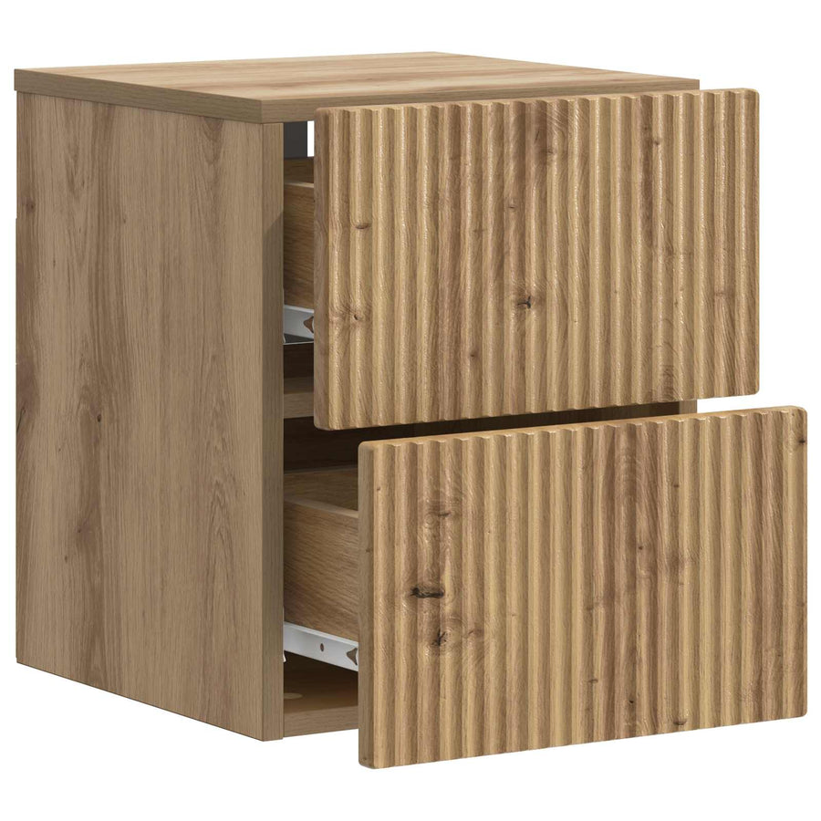 Wandbeugel Bedkast met lade Artisanaal eiken 33 x 34,5 x 40 cm