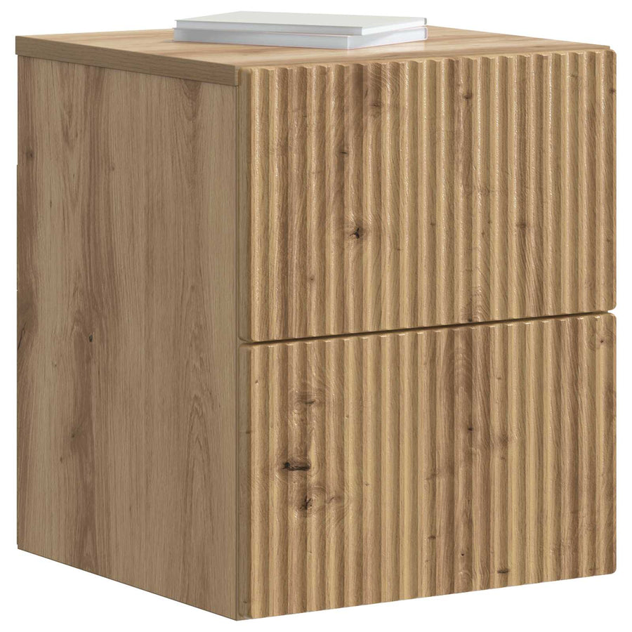 Wandbeugel Bedkast met lade Artisanaal eiken 33 x 34,5 x 40 cm