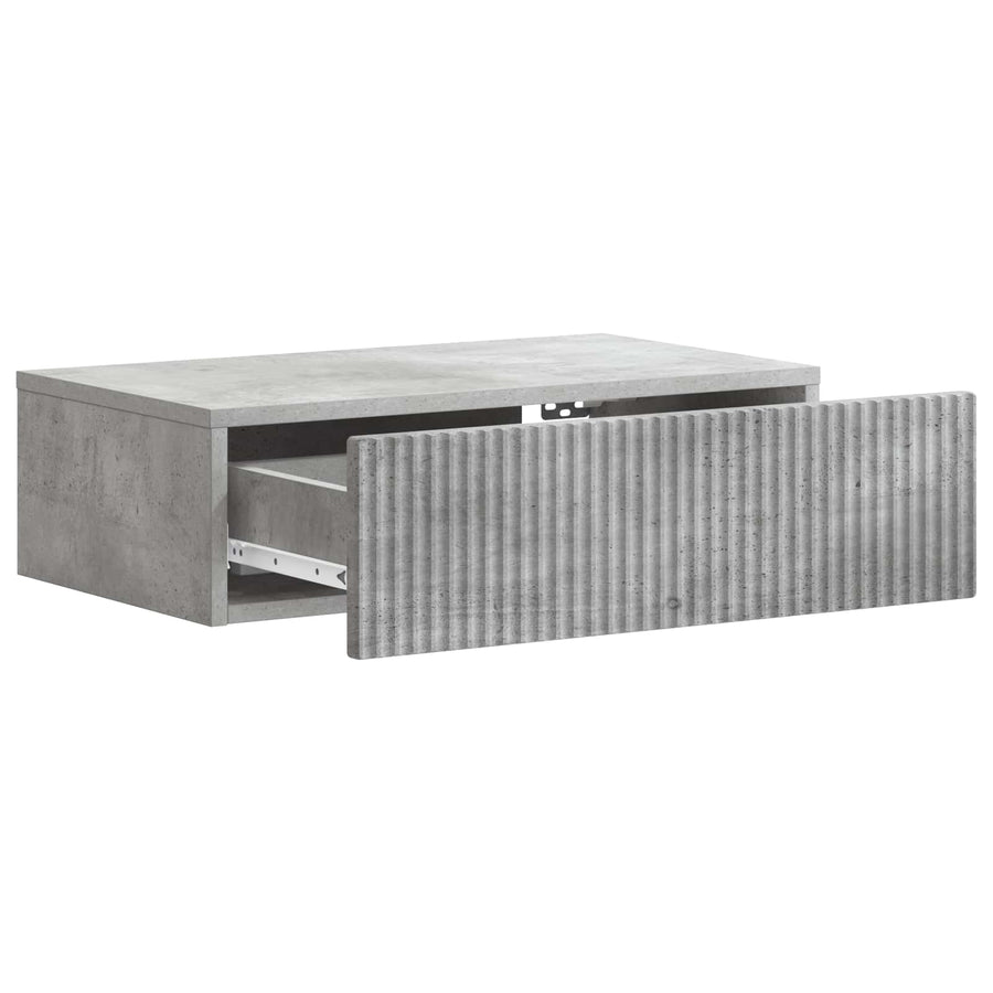 Wandmontage Zijtafel Betongrijs 59 x 34,5 x 17 cm Bewerkt hout
