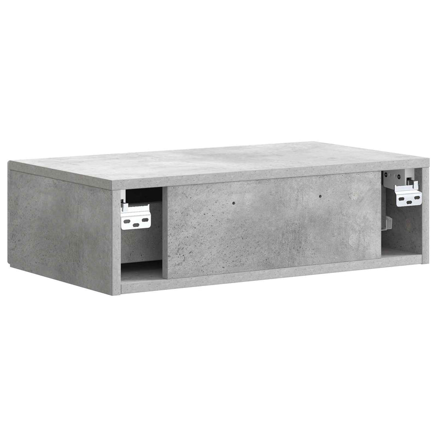 Wandmontage Zijtafel Betongrijs 59 x 34,5 x 17 cm Bewerkt hout