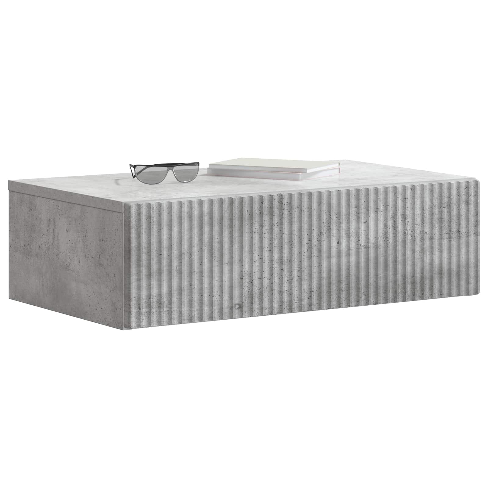 Wandmontage Zijtafel Betongrijs 59 x 34,5 x 17 cm Bewerkt hout