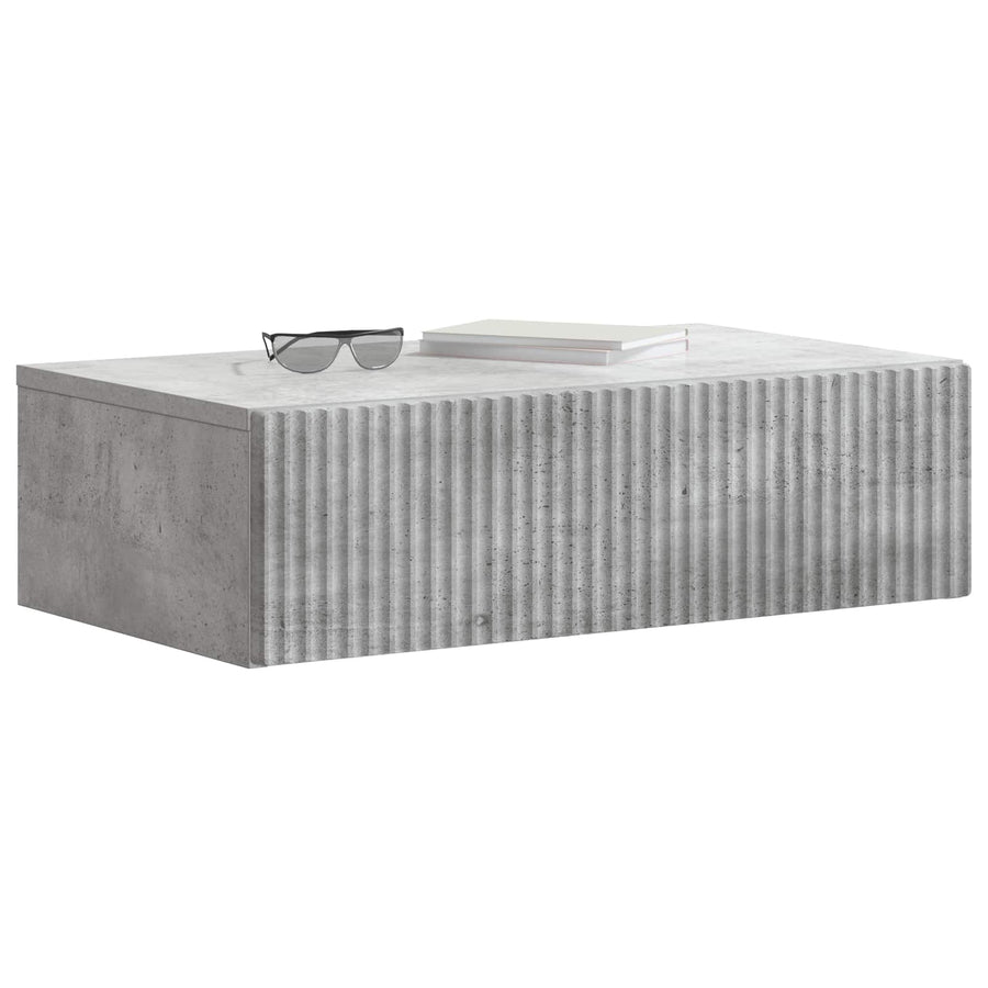 Wandmontage Zijtafel Betongrijs 59 x 34,5 x 17 cm Bewerkt hout