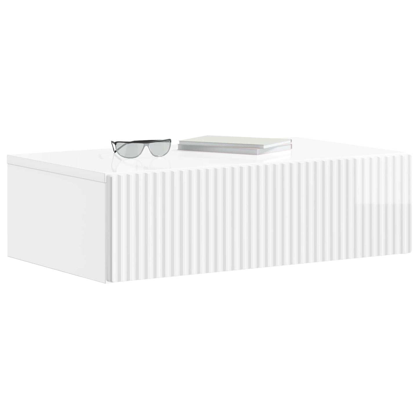 Wandmontage Zijtafel Hoogglans Wit 59 x 34,5 x 17 cm