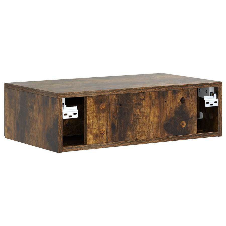 Wandmontage Zijtafel Gerookt eiken 59 x 34,5 x 17 cm