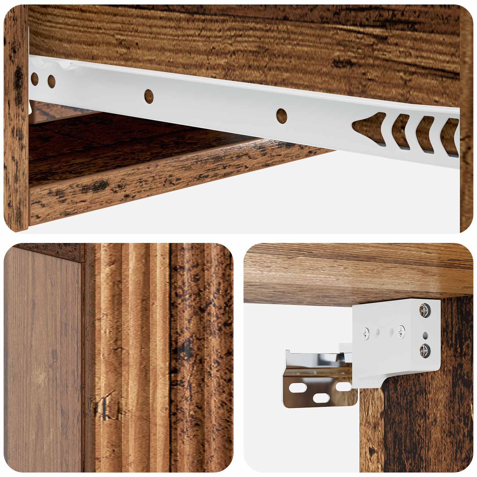 Wandmontage Zijtafel Oud hout 59 x 34,5 x 17 cm Bewerkt hout
