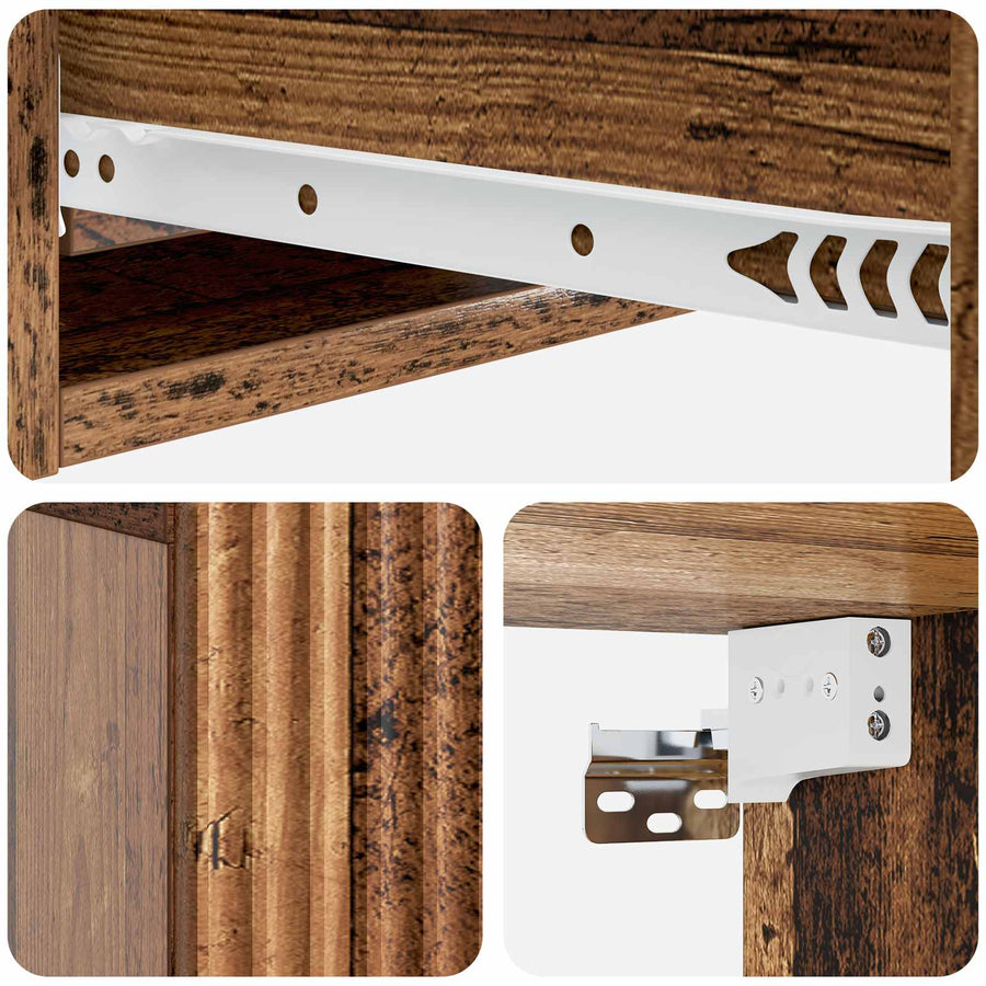 Wandmontage Zijtafel Oud hout 59 x 34,5 x 17 cm Bewerkt hout