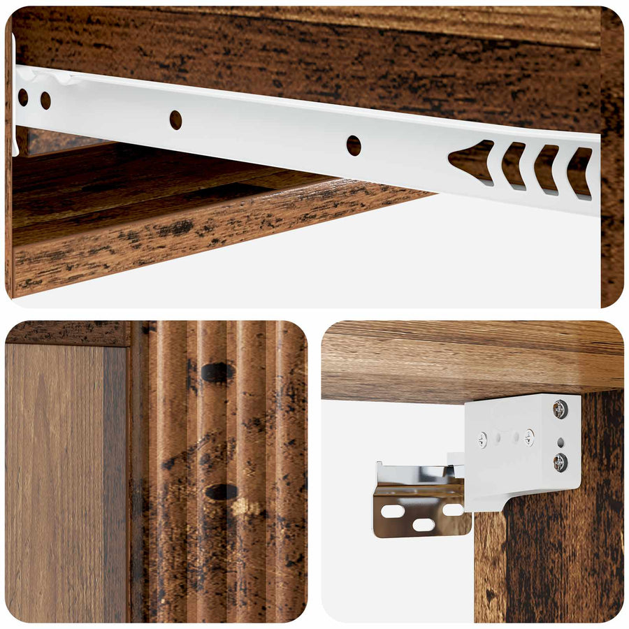 Wandmontage Zijtafel Oud hout 87,5 x 34,5 x 17 cm Bewerkt hout