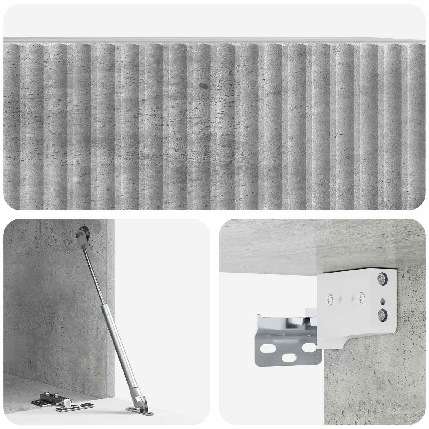 Wandbeugel TV-kast Betongrijs 59,5 x 41 x 30 cm Bewerkt hout
