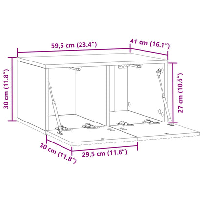 Wandbeugel TV-kast Betongrijs 59,5 x 41 x 30 cm Bewerkt hout