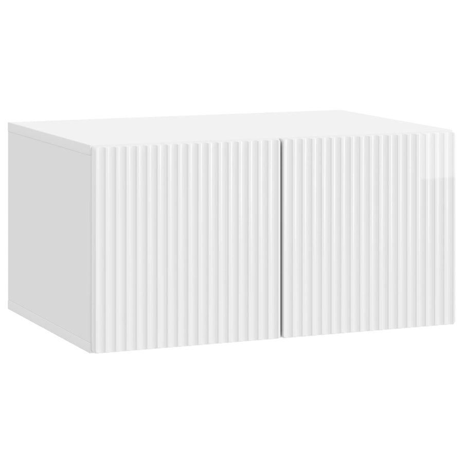 Wandbeugel TV-kast Hoogglans Wit 59,5 x 41 x 30 cm Bewerkt hout