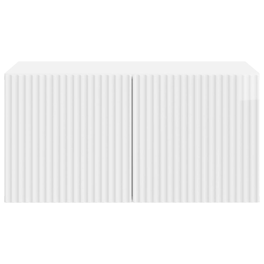 Wandbeugel TV-kast Hoogglans Wit 59,5 x 41 x 30 cm Bewerkt hout