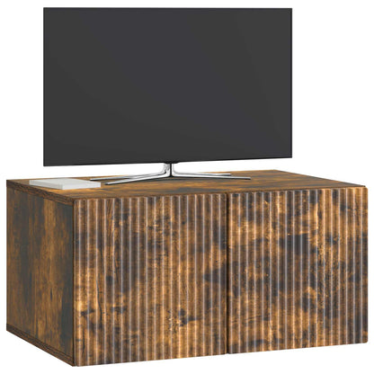 Wandbeugel TV-kast Gerookt eiken 59,5 x 41 x 30 cm Bewerkt hout
