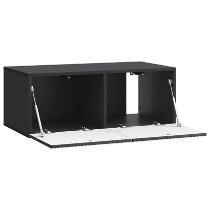 Wandbeugel TV-kast Zwart 78,5 x 41 x 30 cm Bewerkt hout