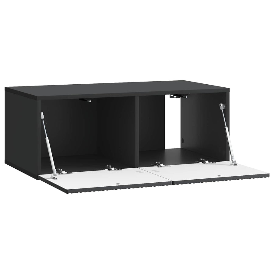 Wandbeugel TV-kast Zwart 78,5 x 41 x 30 cm Bewerkt hout