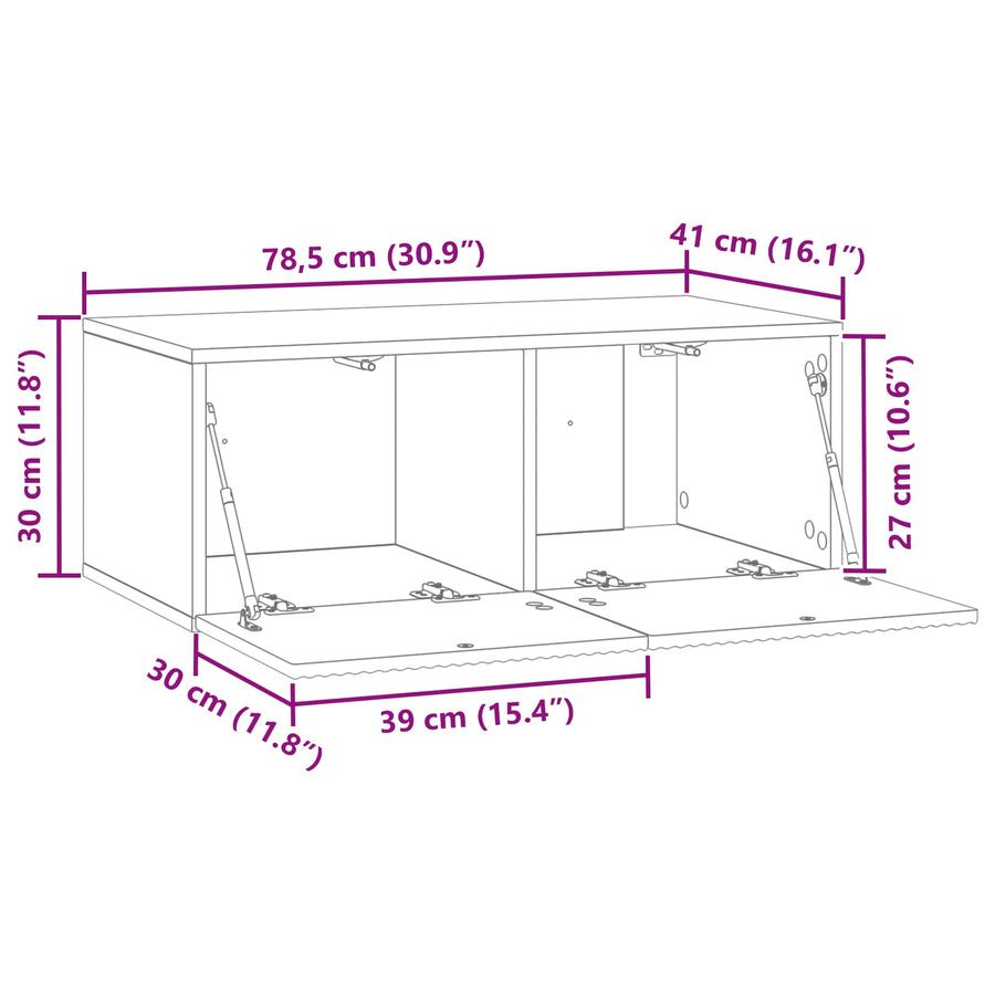 Wandbeugel TV-kast Sonoma Eiken 78,5 x 41 x 30 cm Bewerkt hout
