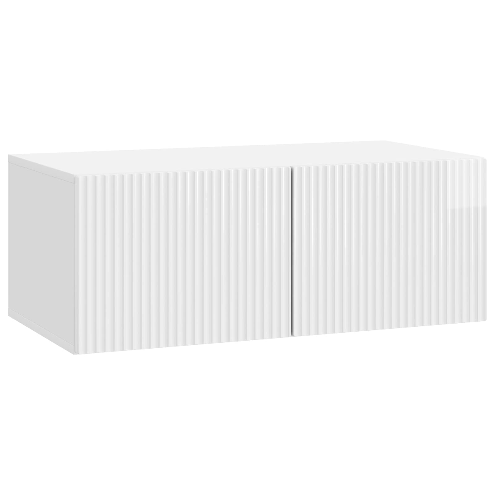 Wandbeugel TV-kast Hoogglans Wit 78,5 x 41 x 30 cm Bewerkt hout