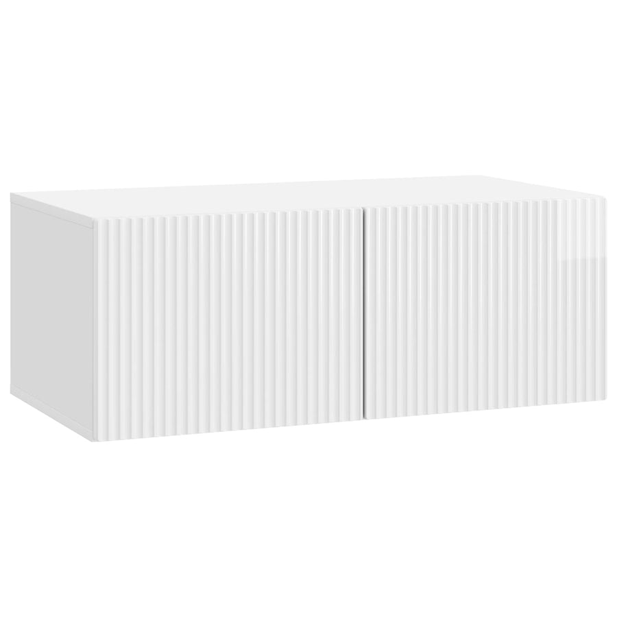 Wandbeugel TV-kast Hoogglans Wit 78,5 x 41 x 30 cm Bewerkt hout