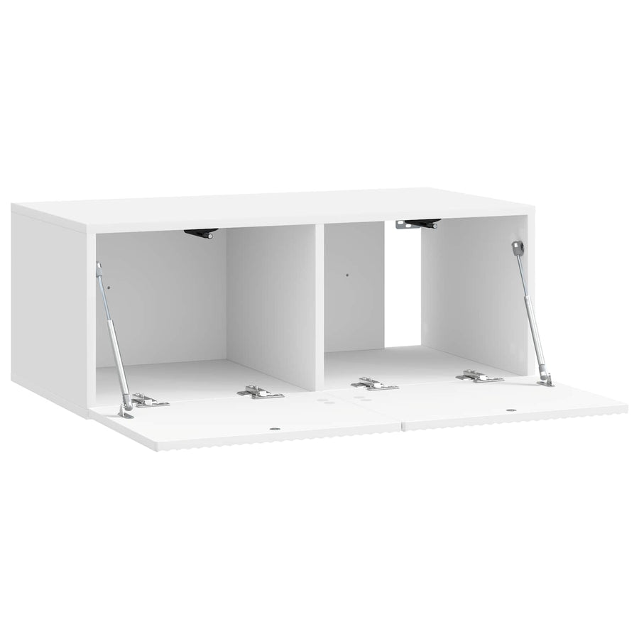 Wandbeugel TV-kast Hoogglans Wit 78,5 x 41 x 30 cm Bewerkt hout
